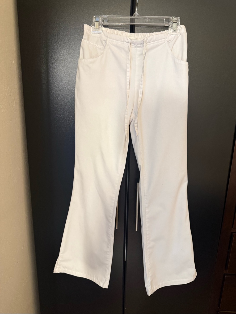 Dickies White Drawstring Scrub Pants with Front Pockets